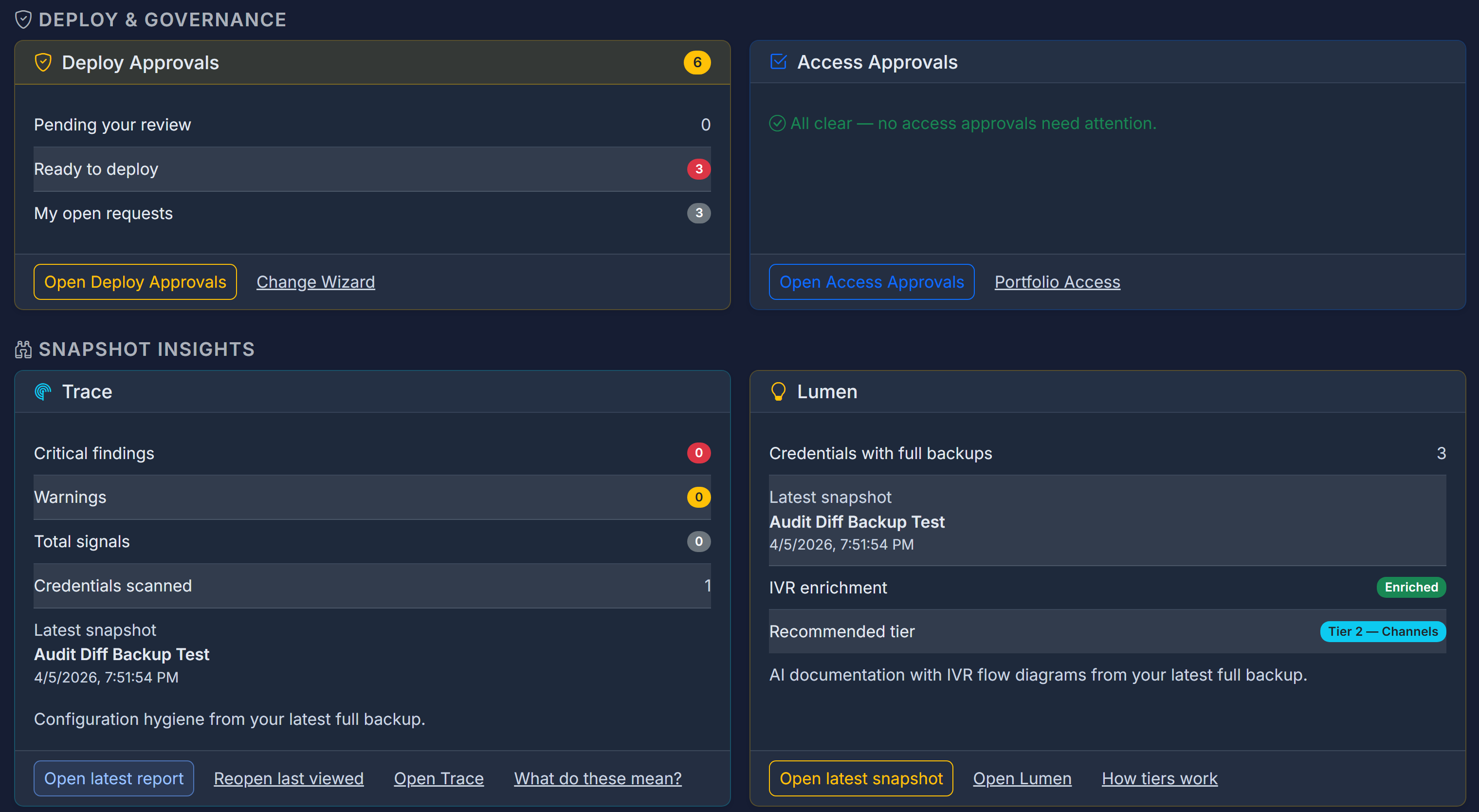 Lumen AI documentation and Trace hygiene cards