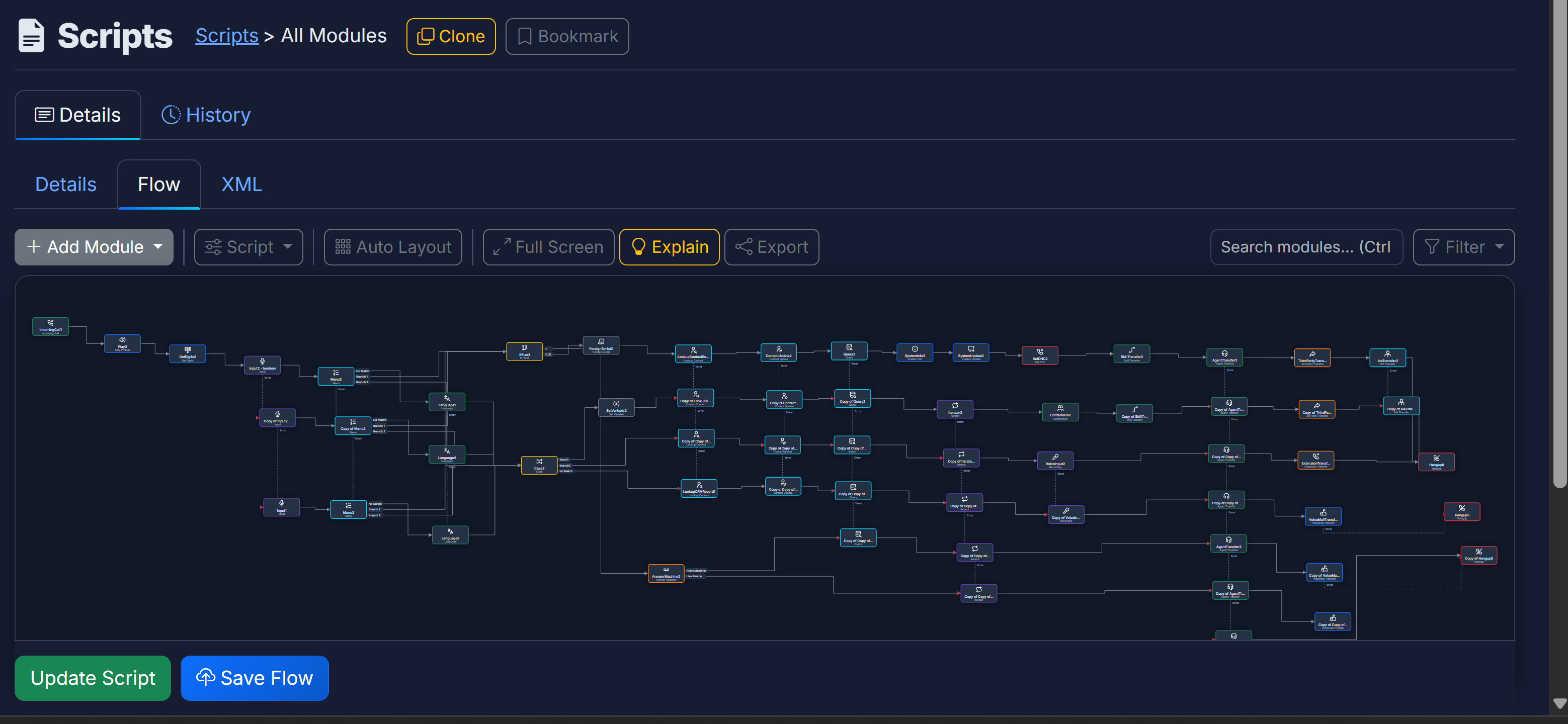 IVR flow editor with Explain
